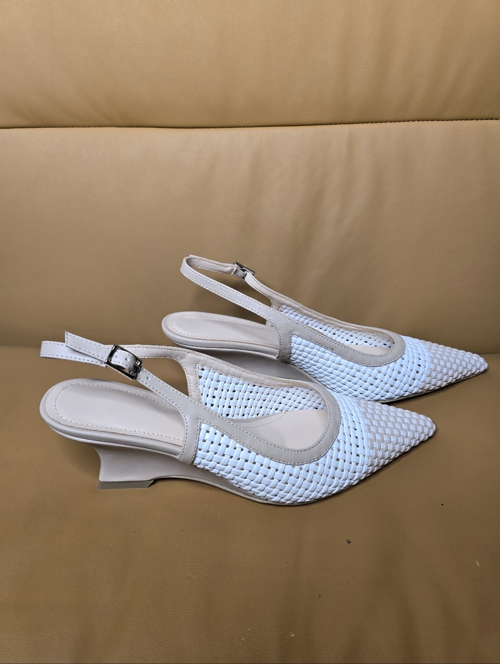 NWT! Women's Woven Slingback Heeled Wedges Sz. 7